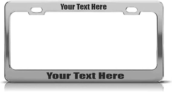 Laser Engraved - Custom Personalized Metal Stainless Steel License Plate Frame Auto Car Accessory (Chrome -Engraved)