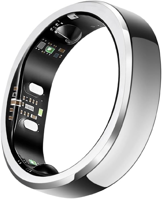 RingConn Gen 3 Smart Ring - Vascular Trends(Size 13, Future Silver) | No App Subscription, Vibration Alerts, Sleep, Fitness & Heart Rate, 14-Day Battery Life, Size Before You Buy