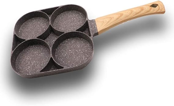 XIMI 4-Cup Egg Ring Pan,Medical Stone Non-stick Frying Pan Eggcelente Pan, Swedish Pancake Pan, Plett Pan, Multi Egg Pan Compatible With all Heat Sources (3-inch eggs)(XIMI)