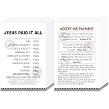 150 Pcs Jesus Paid It All Cards Christian Mini Scripture Motivational Gospel Tract Card Assorted Holy Inspirational Bible Verses Plan of Salvation for Men Women Teens Prayer Gifts