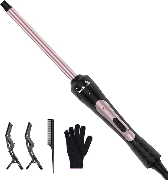 3/8 Inch Curling Iron, Small Curling Wand for Short & Long Hair, Ceramic 9mm Tiny Wand Curling Iron with 2 Temperature, Instant Heat Up, Travel Hair Curler, Gifts for Women