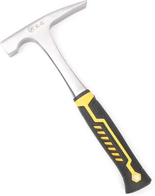 Geological Hammer with Shock Absorbing Handle, 31 Oz Big Flat Tip Hammer with PU for Rock Hounding, Geological Explorationflat head
