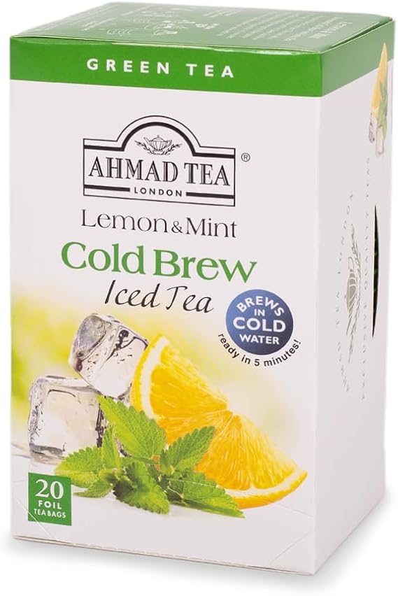 Ahmad Tea Lemon & Mint Cold Brew | Green Tea - 20 Teabag Sachets