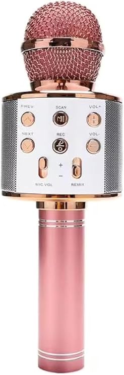 Wireless Bluetooth Karaoke Microphone Portable Handheld Mic Speaker 3-in-1 for All Smartphones Gifts