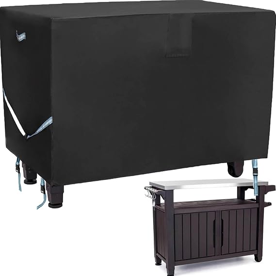 Outdoor Prep Table Cover-55" x 24" x 32" Heavy Duty Waterproof Grill Cover Compatible with Keter Unity Portable Table,Patio Kitchen Prep/Work Table,UV Resistance Grill Cart Serving Bar Cabinet Cover