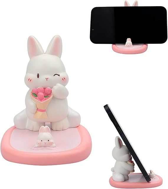 Bunny Phone Stand Mobile Holder Rabbit Desktop Phone Holder Animal Figurine