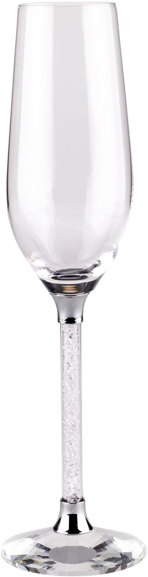 Sparkles Home Vetrina Stem Toasting Flute, Sophisticated Crystal Glassware for Champagne, Cocktails, Special Celebrations and Everyday Events, Silver, Set of 2 in Gift Box