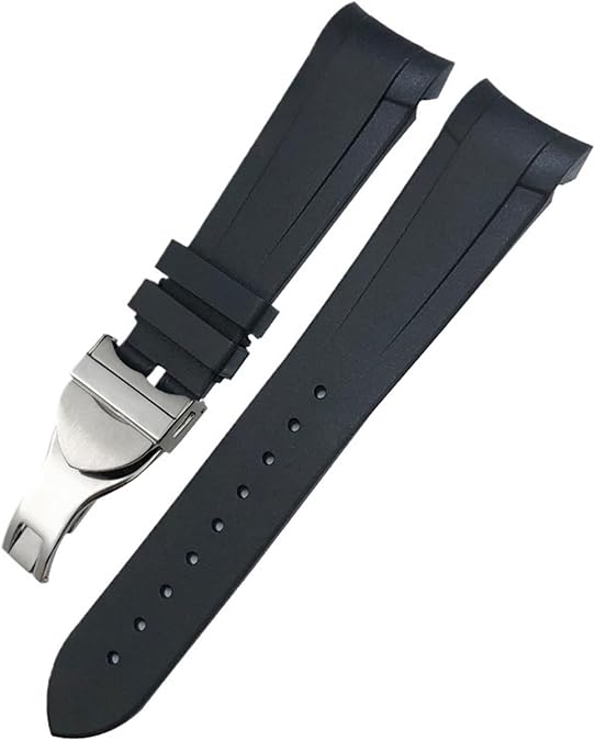 Curved End Rubber Watchband 22mm 20mm For Tudor Black Bay 41mm Pelagos 42mm 1958 Blue Sports Watch Strap