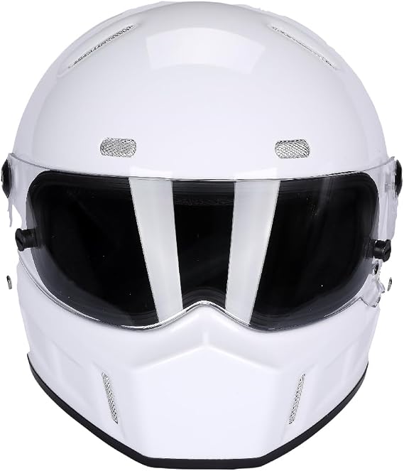 CRG Sports Retro Full Face Motorcycle Helmet, DOT Approved Fiberglass Street Bike Helmet with Clear Visor, Lightweight Cafe Racer Cruiser Motorcycle Helmet
