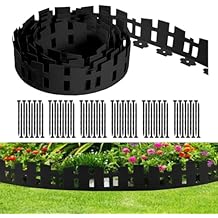 Garden Edging 33FT x 3.5~4.6IN Tall, Landscape Edging Borders with 60pcs Plastic Stakes,Arched Design Flexible Lawn Edging Border, No Digging Edge Fence DIY for Tree Flowerbeds Grass Yard