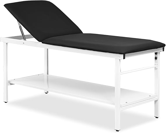 Exam Table with Paper Roll Dispenser & Shelf, Adjustable Physical Therapy Medical Exam Table, Patient Examination Bed, Durable, Low Maintenance and Holds Up to 400 Lbs (Black)