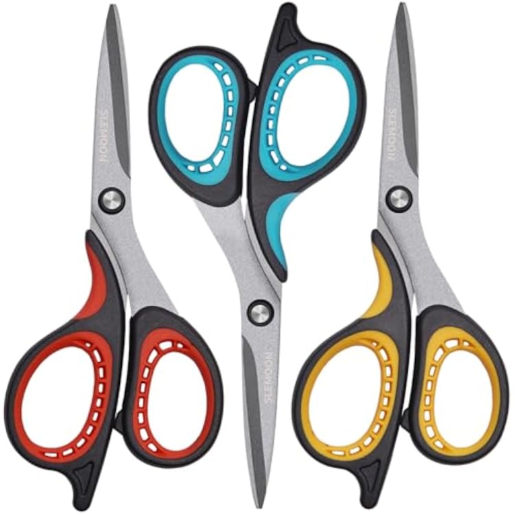 3 Pack 8 Titanium All Purpose Scissors, Non-Stick,Professional Stainless Steel,Comfort Grip Handles for Office, Crafting, School & Home