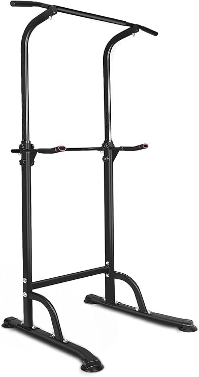 Dip Station & Pull-Up Bar, Height Adjustable Home Gym Equipment for Strength Training, Multi-Function Workout Station for Pull-Ups, Dips, Push-Ups & Knee Raises, Supports 330 lbs