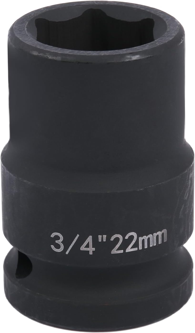 34 Drive 22mm Impact Socket，6-Point Standard Impact Sockets Made with Chrome Molybdenum Alloy Steel, Metric