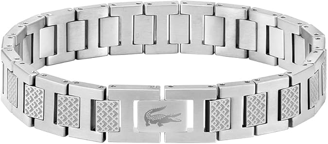 Lacoste Metropole Mens Link Bracelet Polished Stainless Steel Modern and Stylish Mens Fashion Accessory