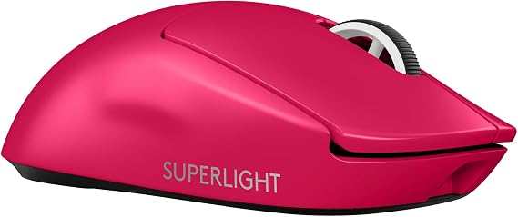 Logitech G PRO X SUPERLIGHT 2 Logitech Wireless Gaming Mouse, Symmetrical, 8000 Hz, Polling Rate, Lightweight, 2.1 oz 60 g, LIGHTFORCE Hybrid Switch, USB-C Connection, Magenta, Recommended Model