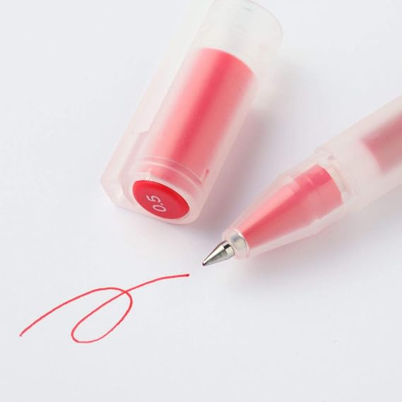 MUJI Gel Ink Pen Set, Cap Type (Set of 3 Pcs) (Red, 0.5mm)