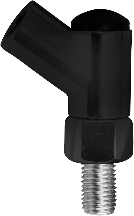 Black motorcycle mirror handlebar mounting, universal fit.