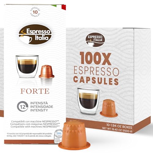 FORTE Espresso Pods for Nespresso Original Line - 1212 Intensity Italian Roast - 100% Food-Grade BPA-Free Capsules for Home & Office Machines - Bold Ristretto Blend with Thick Crema
