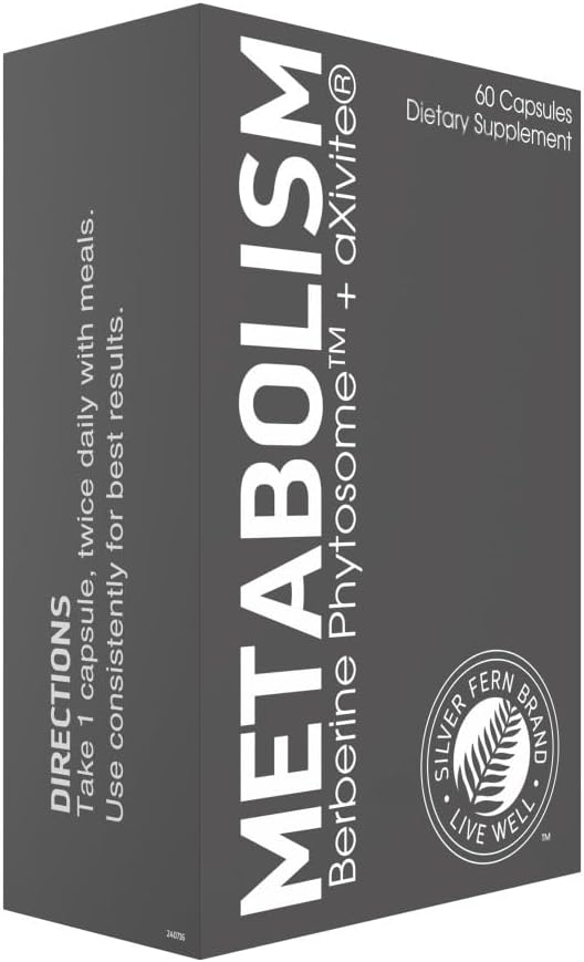 Silver Fern Brand Metabolism Supplement 60 Capsules | Berberine Phytosome & aXivite Supports Function & Wellness