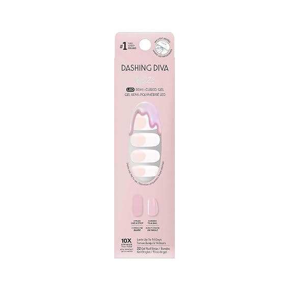 Dashing Diva Glaze Effects Nail Strip Set - Pearly Whites - Long Lasting, Chip Resistant, Semi-Cured Gel Nails - 4-Piece Manicure Set with 32 Strips