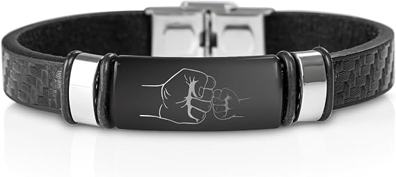 Gift Basket Leather Bracelet with Special Fist Salute Design for New Fathers