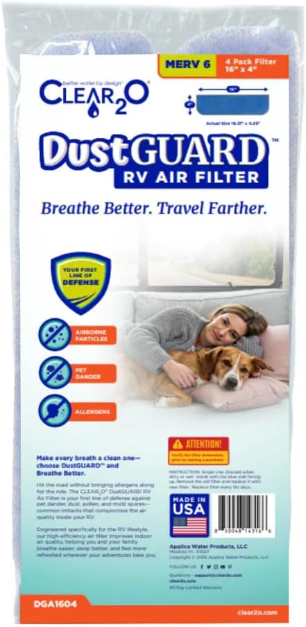 Clear2o Dustguard Rv Air Filter 16" X 4" (4 Filter Pk) - Dga1604