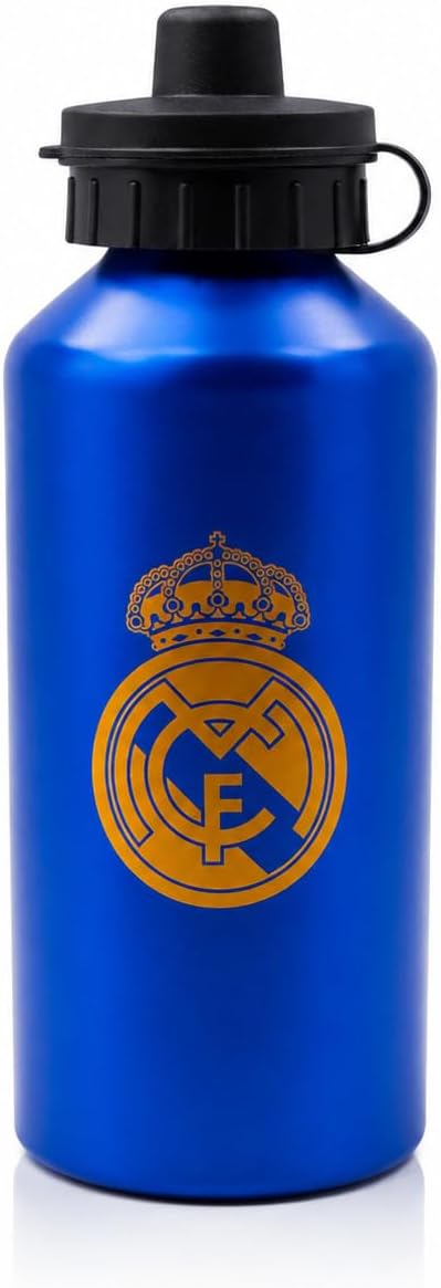 Hy-Pro Officially Licensed Real Madrid CF 500ml Matt Water Bottle - Aluminium, Integrated Spout, Matt Finish, Leakproof, Lightweight, Cap, Lid, 0.5L, Great Football Gift Idea