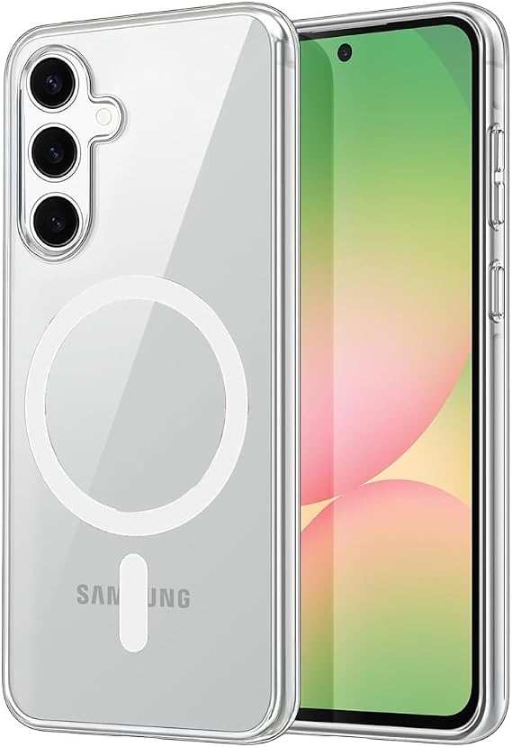 Coverzone Samsung Galaxy A35 5G ile uyumlu Şeffaf Kılıf MagSafe Uyumlu Güçlü Mıknatıslı Wireless Şarj Destekli Crystal Clear İnce Sert Arka Kapak Kamera Lens Korumalı Darbe Emici Kılıf