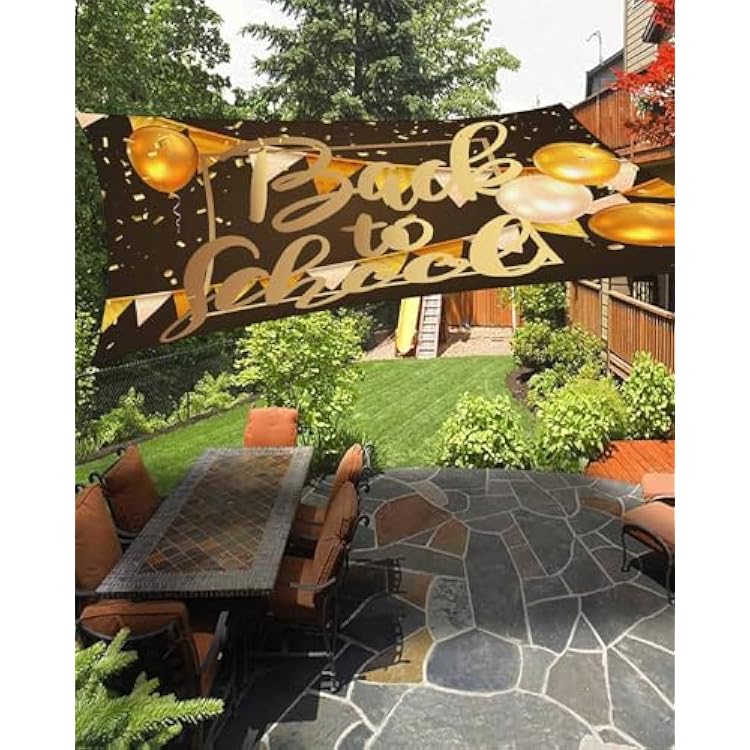 Sun Shade Sail 12x16 Back to School Rectangle Sun Shade Sails Canopy Waterproof Golden Balloon Ribbon Outdoor Sunshades Sand UV Block Cover Shades Cloth for Patio Backyard Garden Deck Porch Lawn