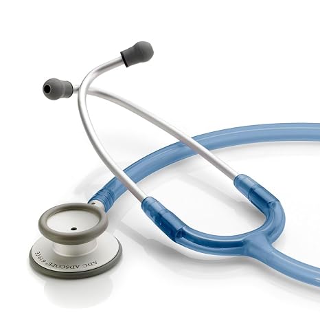 ADC Adscope 619 Ultra-Lite Clinician Stethoscope, AFD Tunable Technology | Combination Diaphragm/Bell, Aluminum Alloy Materials, 30 Inch Length, Satin Finish, Sapphire Ice