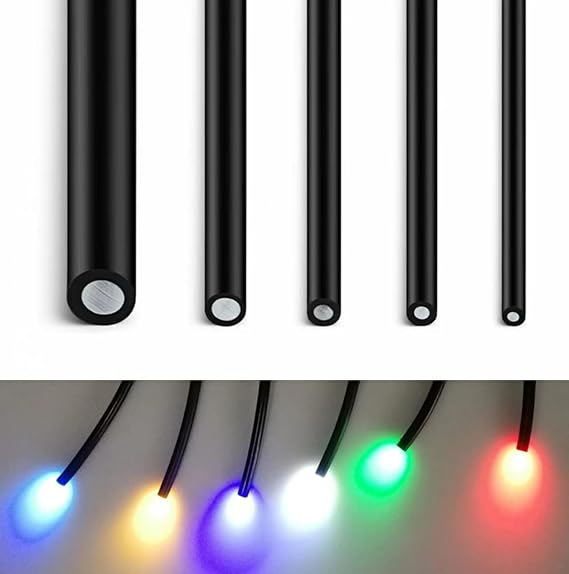 Black Skin Cover PMMA Plastic Endeglow Optic Fiber Cables for Car Led Light Source (0.08in)