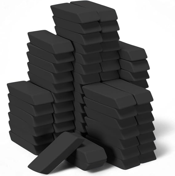 72 Count Black Pencil Erasers Rectangular Rubber Eraser Bulk for Art and Office Use Back to School Classroom Study Drawing Sketch Supplies