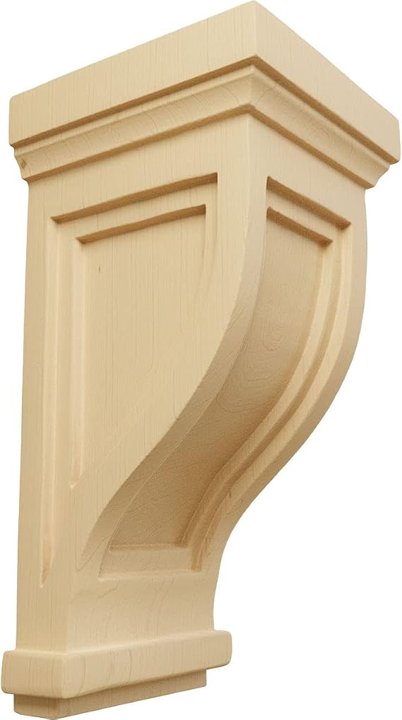 Ekena Millwork COR04X05X10TRAL Traditional Recessed Wood Corbels, 4 3/4"W x 5"D x 10"H, Alder