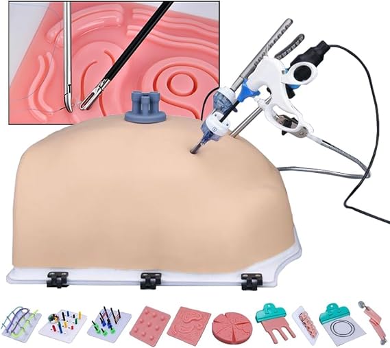 Laparoscopic Simulated Training Box Kit Suture Practice Kit with Adjustable Focus Camera & 4 Training Instruments & 10 Training Modules for Increase Surgery Practical Experience,30°