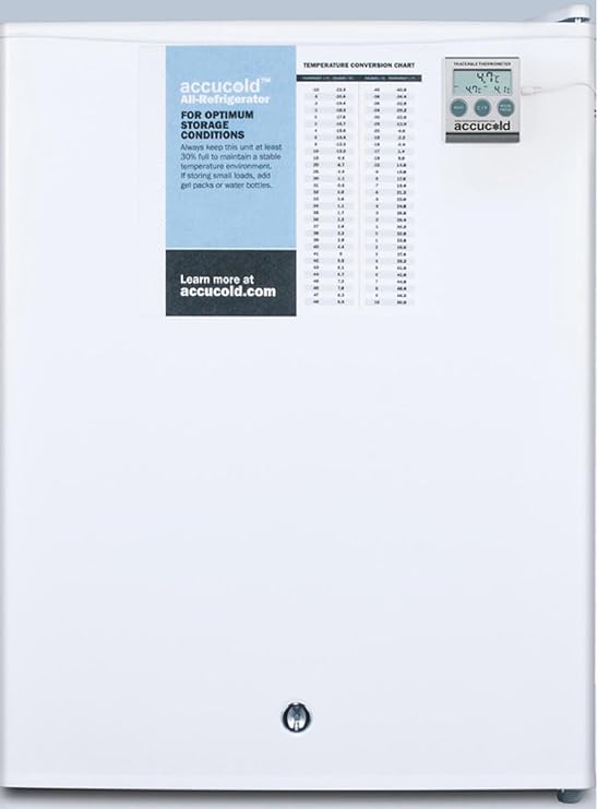 Accucold FF28LWHPLUS2 Compact All-Refrigerator - White; 2.4 Cu.Ft.; Automatic Defrost; Factory Installed Lock; CARB Compliant; RHD (Right-Hand Door Swing)