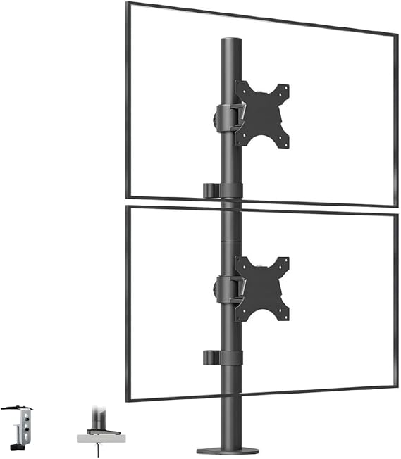 Coverzone Masa Üstü Çift Monitör Standı, 15" - 33" Uyumlu, VESA Uyumlu Monitör Tutucu, 8kg Kapasite, Ayarlanabilir Yükseklik ve Eğim, Kablo Yönetimi, Masa Kenarına veya Delikten Montaj Seçeneği | Z002