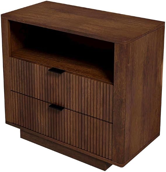Furnifact Mid Century Modern Walnut Side Table, Solid Wood, Brown Sofa Table, Small End Table for Living Room, Perfect as a Couch Table or Small Side Table