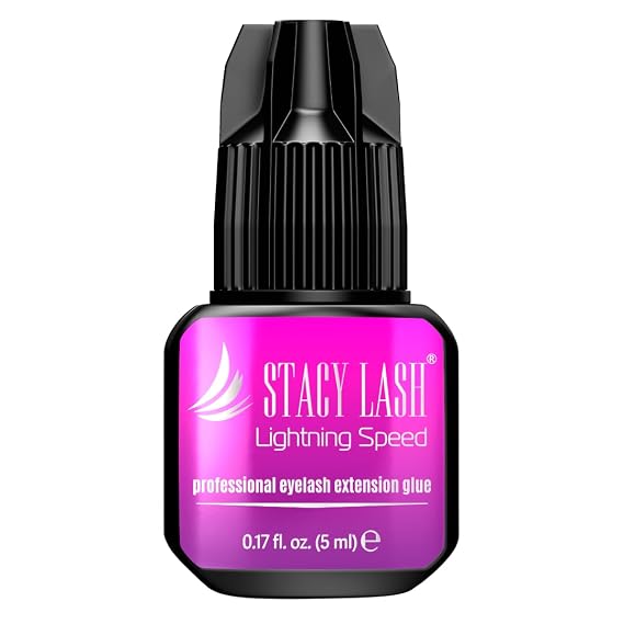 STACY LASH Lightning Speed Eyelash Extension Glue 5ml /0.17 fl.oz / 0.3 Sec Dry/Retention 6-8 Weeks/Extra Strong Black Adhesive/Lash Tech Supplies