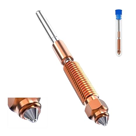 K1C Nozzles,Unicorn Quick-Swap Nozzle 0.2/0.4/0.6/0.8/1.0mm Copper Alloy and Hardened Steel Nozzle High Temperature Resistant Nozzles for Ender-3 V3 K1C K1 Max 3D Printer (0.2mm)