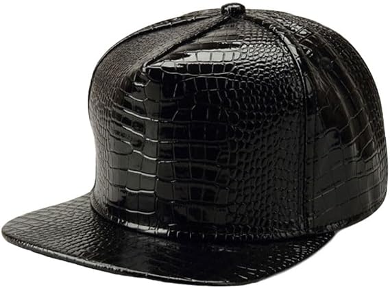 WITHMOONS High Shine Crocodile Baseball Cap Flat Brim Snapback Hat Shiny Hip Hop Cap YZ20191