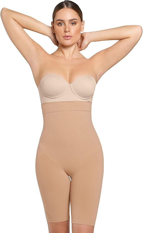 Leonisa Tummy Control Shapewear Short for Women with High Waisted and Butt Lifter
