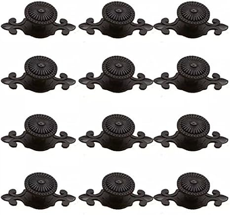 Black Antique Vintage Retro Drawer Cabinet Metal Knobs with Backplates 12 PCS,Mushroom Shape Pulls Handle Dresser Knob