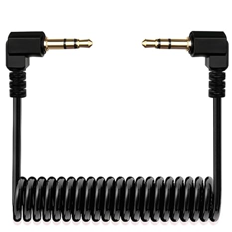 TRS Cable,3.5mm Adapter Microphone Patch Cable,1/8 Aux Cord (Black) | Audio Converter Patch Cables,Cameras Coiled Live Streaming Mic Cord