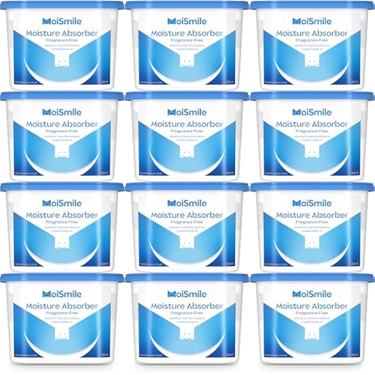 Moisture Absorbers 12 Packs, 10.8OZ Efficient Humidity Absorber & Odor Eliminator Boxes, Refillable Car Dehumidifier for Closet, Bathroom, Basement& RV, Fragrance Free