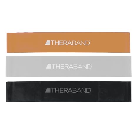 THERABAND Resistance Band Loop Set of 3, Exercise, 18", Black/Silver/Gold