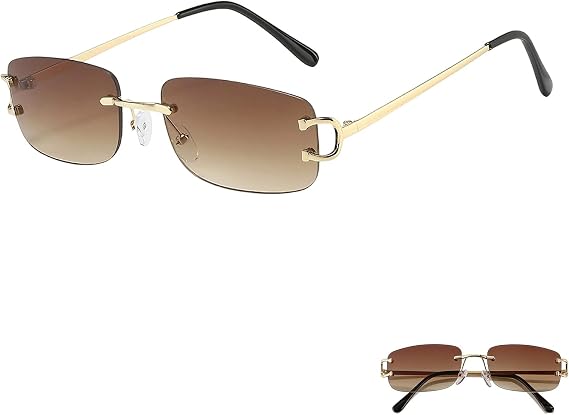 Elegance Rimless Sunglasses Men, Gold Frame Gradient Tinted Lenses, Lightweight Design for Men and Women, Fashion Accessories for Outdoor Activities and Daily Wear