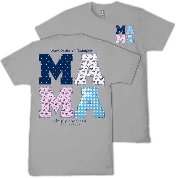 Simply Southern USA Mama - Patchwork Pattern - Patriotic
