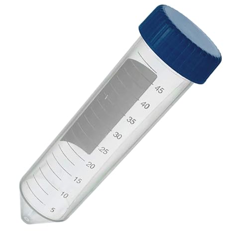 50ml Centrifuge Tube, Economy, PP Material, Printed Graduation, Blue Cap, Conical Bottom, Non-Sterile, Karter Scientific 403Q3 (Pack 50)