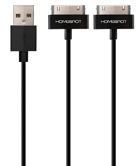 30-pin Short Charger Cable [MFi Certified] for iPhone 4, iPhone 4S, iPad 1/2/3, iPod Touch, iPod Nano (Black, 8 inches 20 cm, 2-Pack)